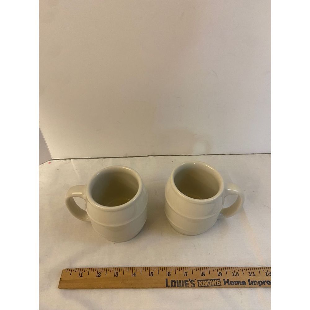 2 Halls barrel matching coffee mug set #538 Made‎ in USA Heavy Duty